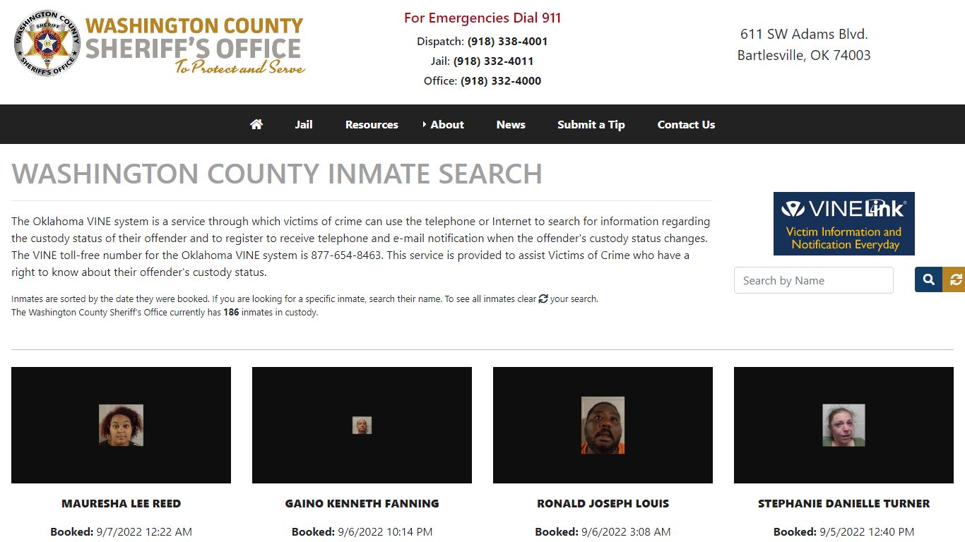 Inmate Search - Washington County Sheriff's Office